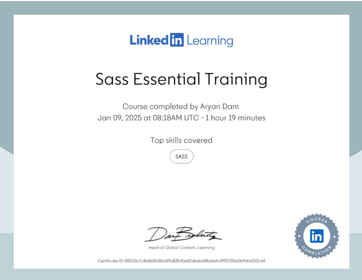 SASS Certificate LinkedIn